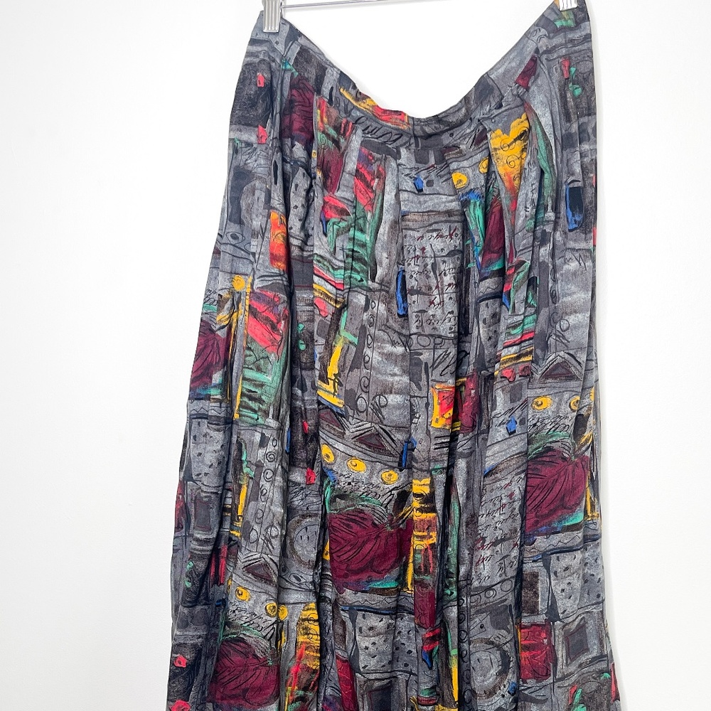Vintage Patterned Aline Skirt | Vintage XL Patterned Skirt